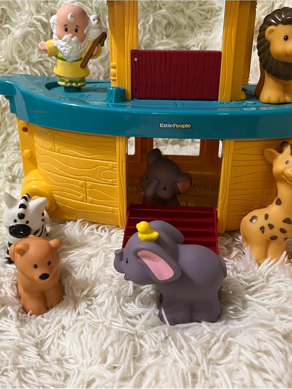 Little People Noah's Ark Playset with Purple Elephant and Yellow/Blue Ark